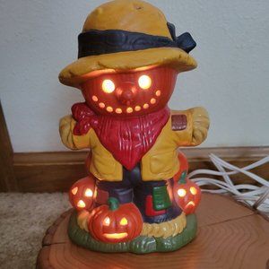 Scarecrow Lamp Jack-O-Lantern Ceramic Vintage Works